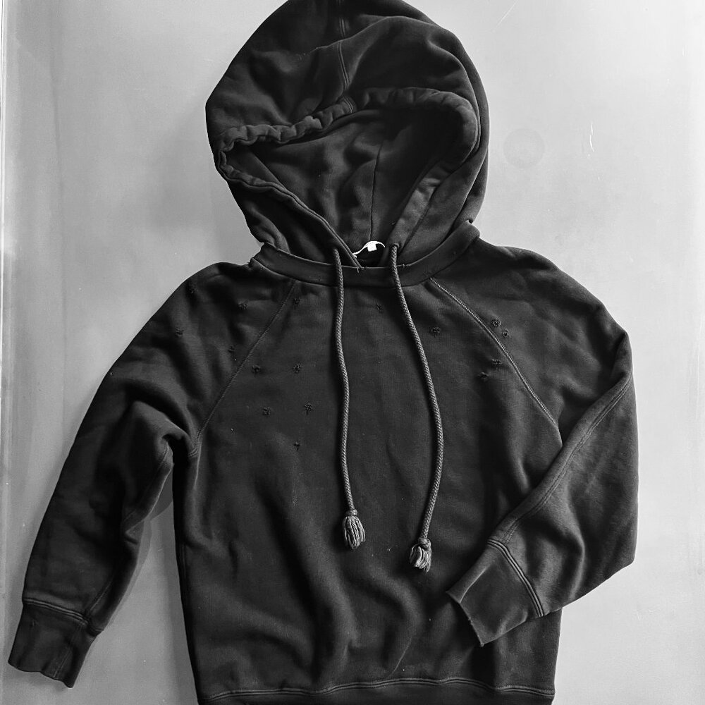 Helmut Lang black distressed hoodie sz M
